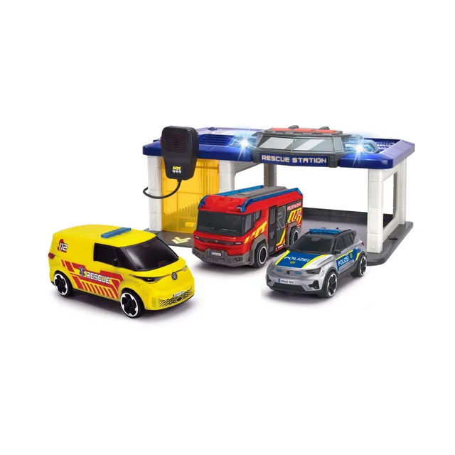 dickie-toys-sos-rettungsstation-spielstation-mit-3-autos-licht-sound image 1