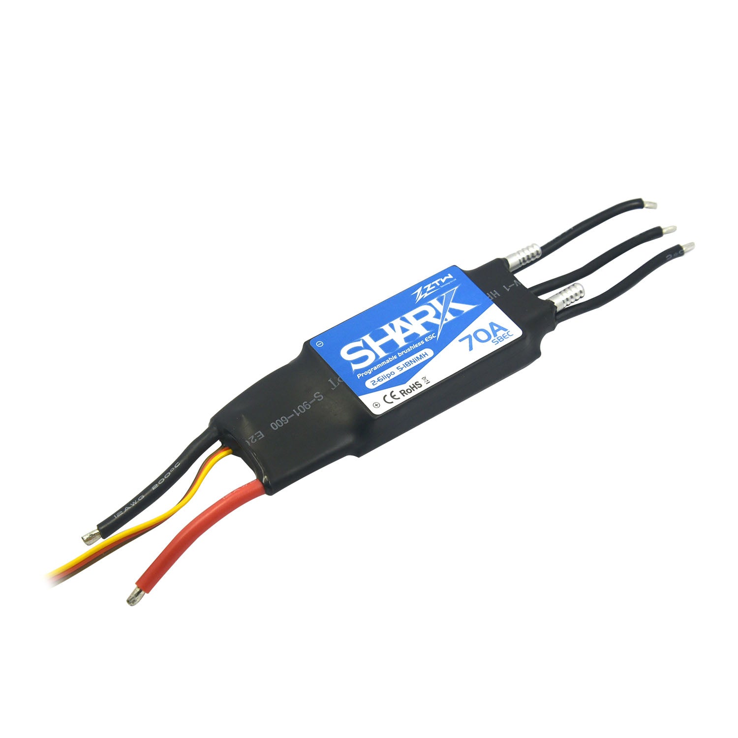 ztw-shark-70a-fahrtregler-2-6s-boot-bec-wasserdicht image 3