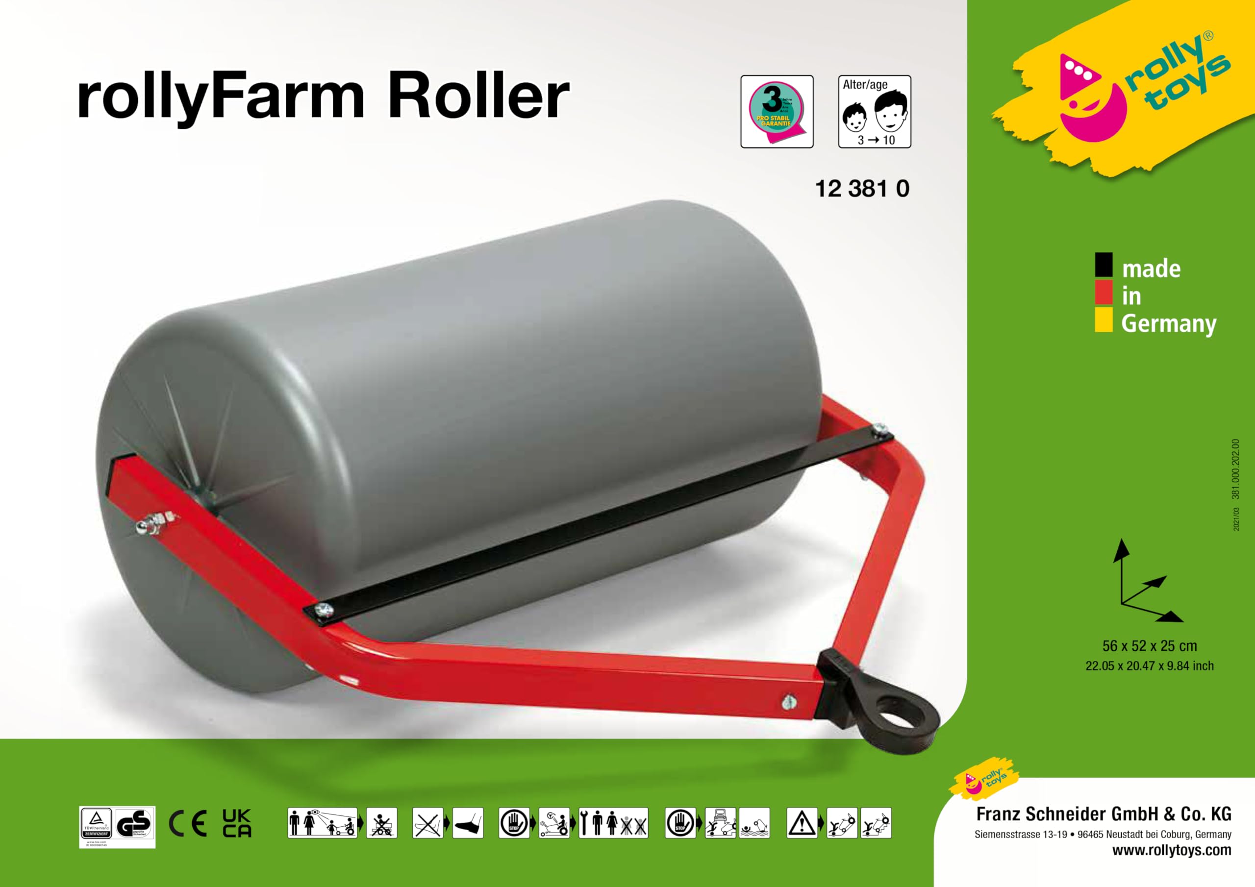 rolly-toys-rollytrailer-rollyfarm-roller-walze-rot-silber-1-teilig image 5