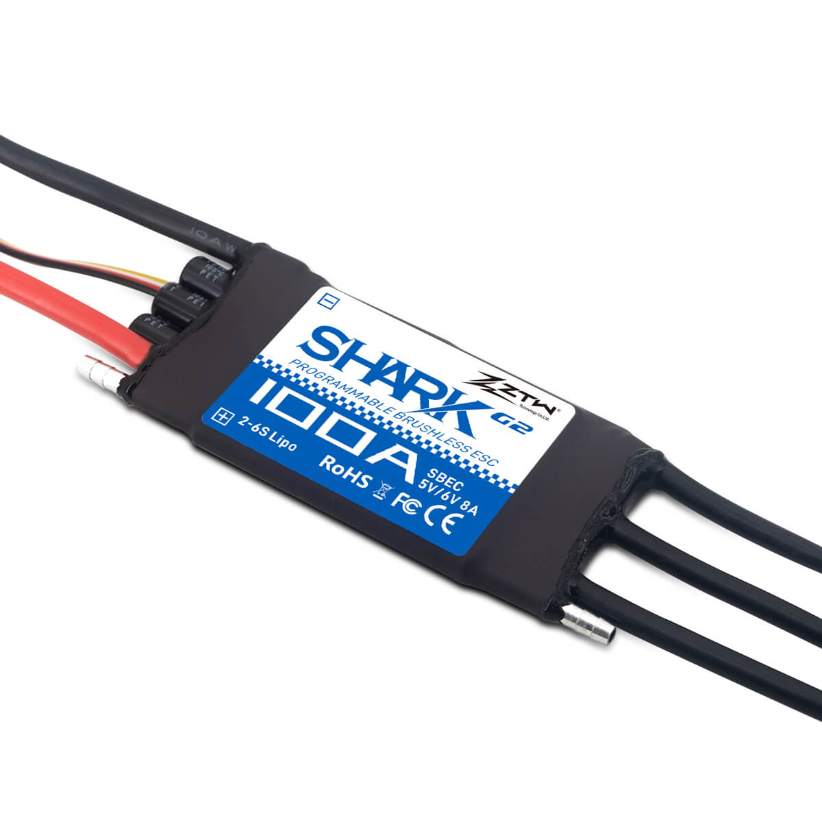 ztw-shark-g2-100a-bootsregler-2-6s-sbec-ohne-stecker image 4