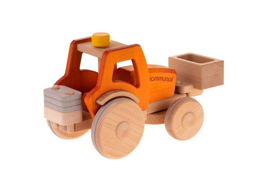 dynamiko-hans-kommunaltraktor-orange-holztraktor-lenkbar image 4