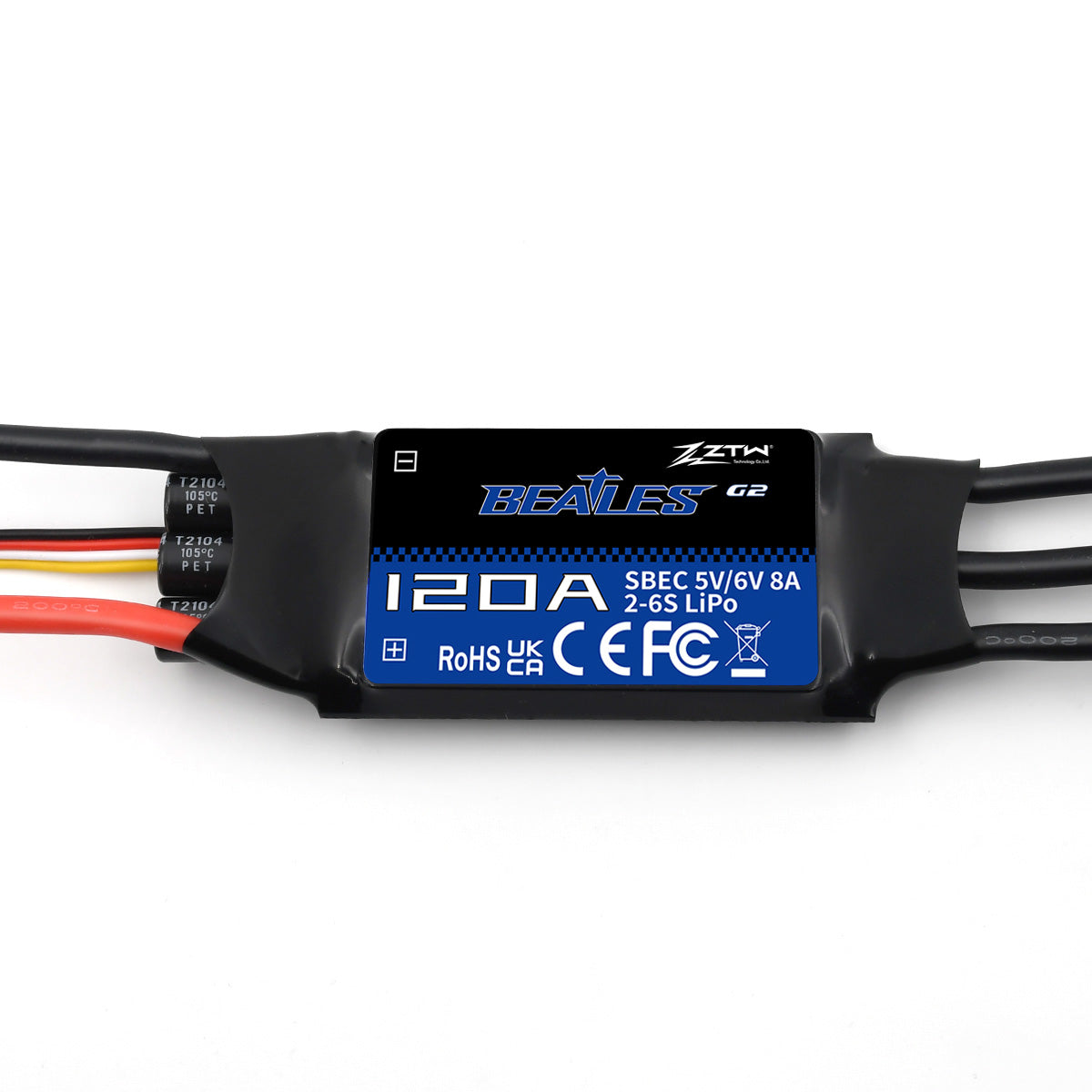 ztw-beatles-g2-120a-fahrtregler-2-6s-sbec-ohne-stecker image 3