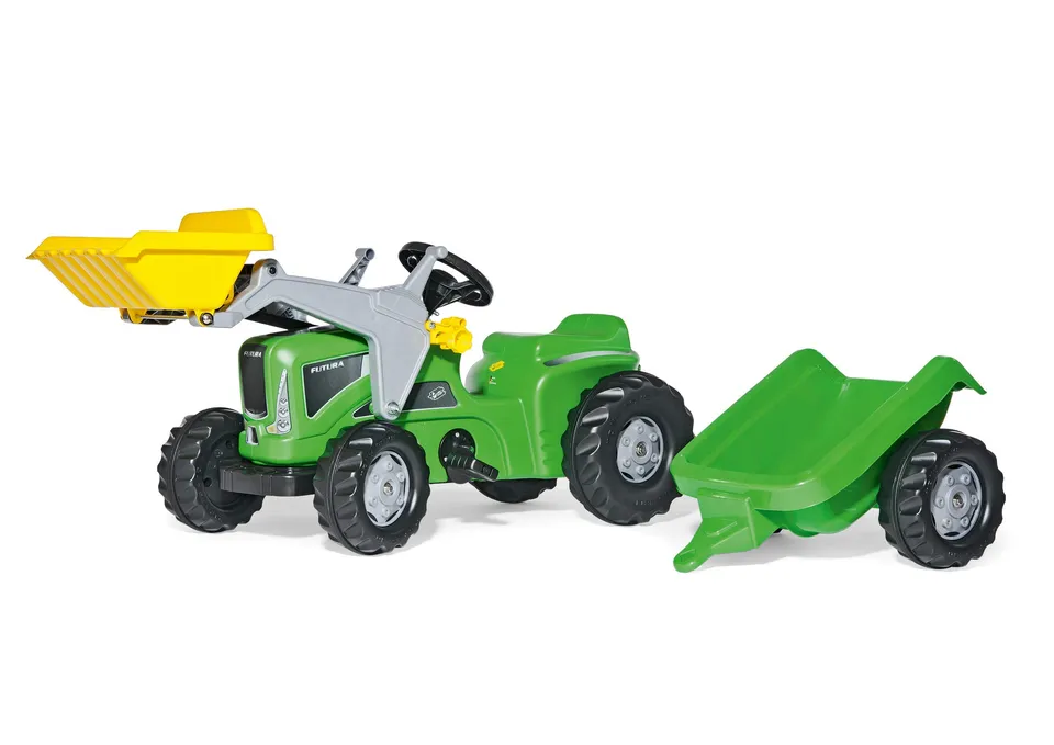 rolly-toys-rollykiddy-futura-trettraktor-mit-lader-und-anh-nger-gr-n image 1