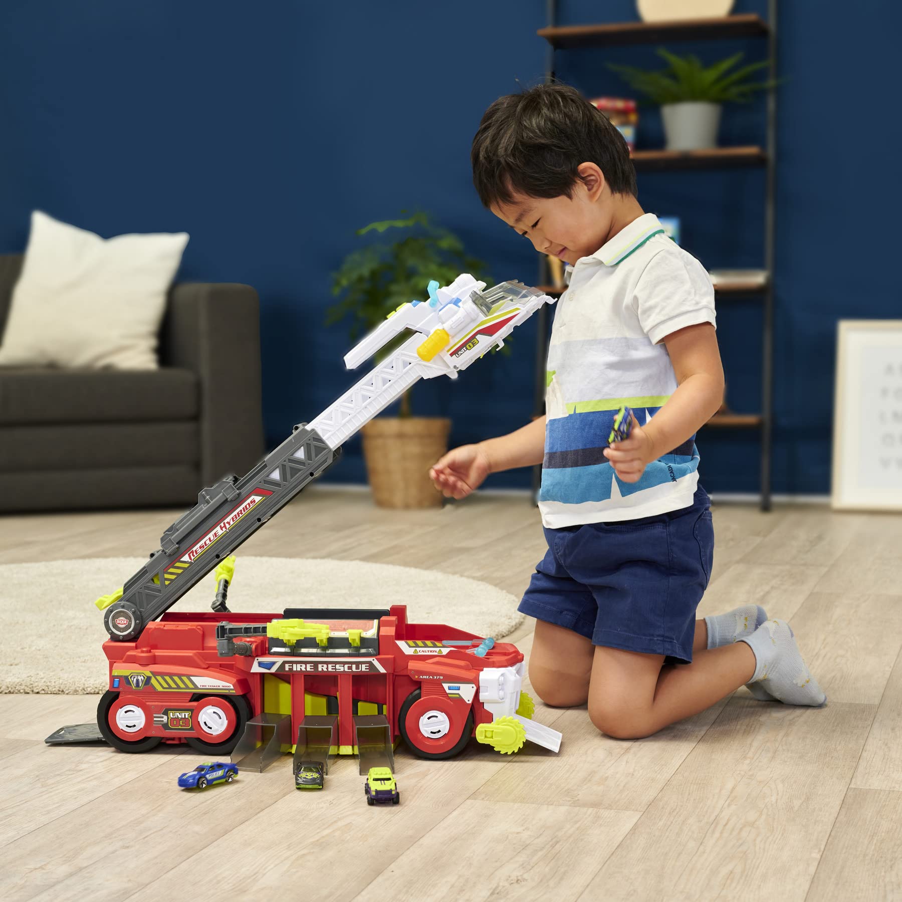 dickie-sos-rescue-hybrids-feuerwehrauto-55-cm-wasser-spritzfunktion image 4