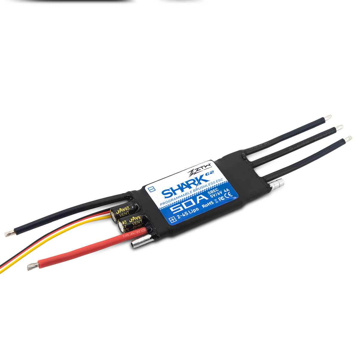ztw-shark-g2-50a-esc-regler-2-4s-boot-sbec-ohne-stecker image 3