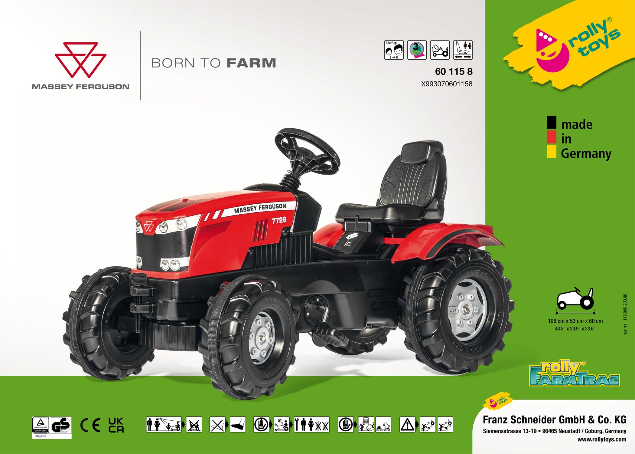 rolly-toys-rollyfarmtrac-mf-8650-trettraktor-rot image 5