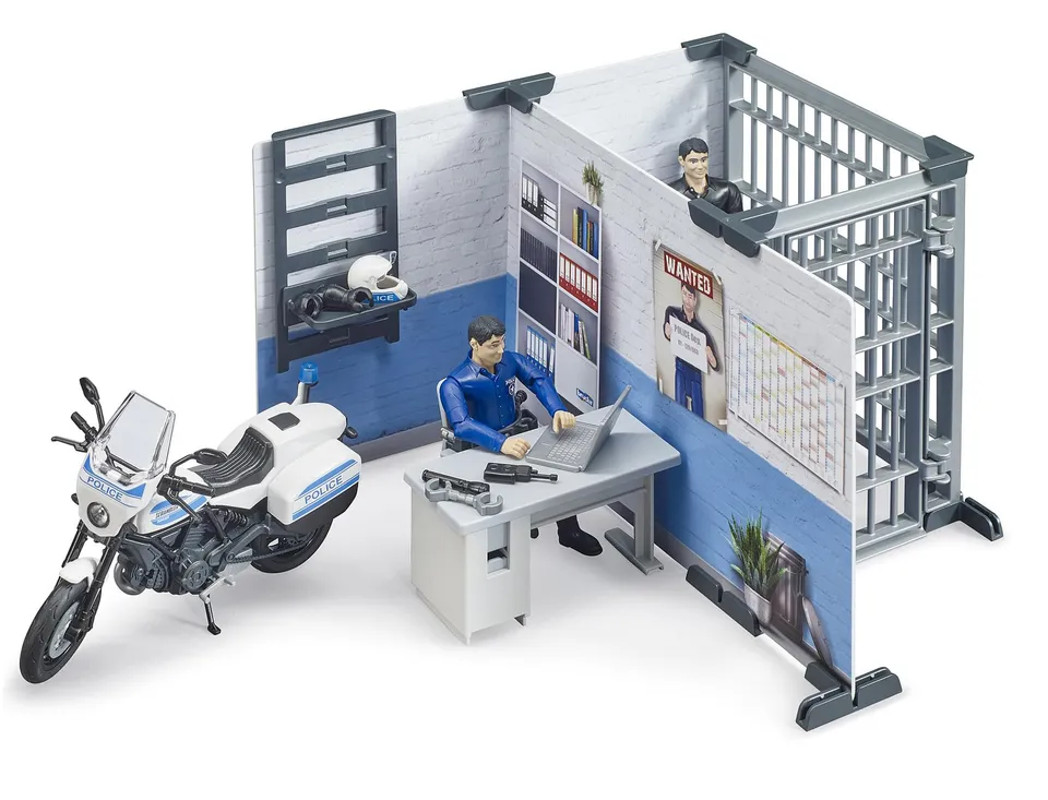 bruder-bworld-62732-polizeistation-spielzeug-mit-motorrad image 1