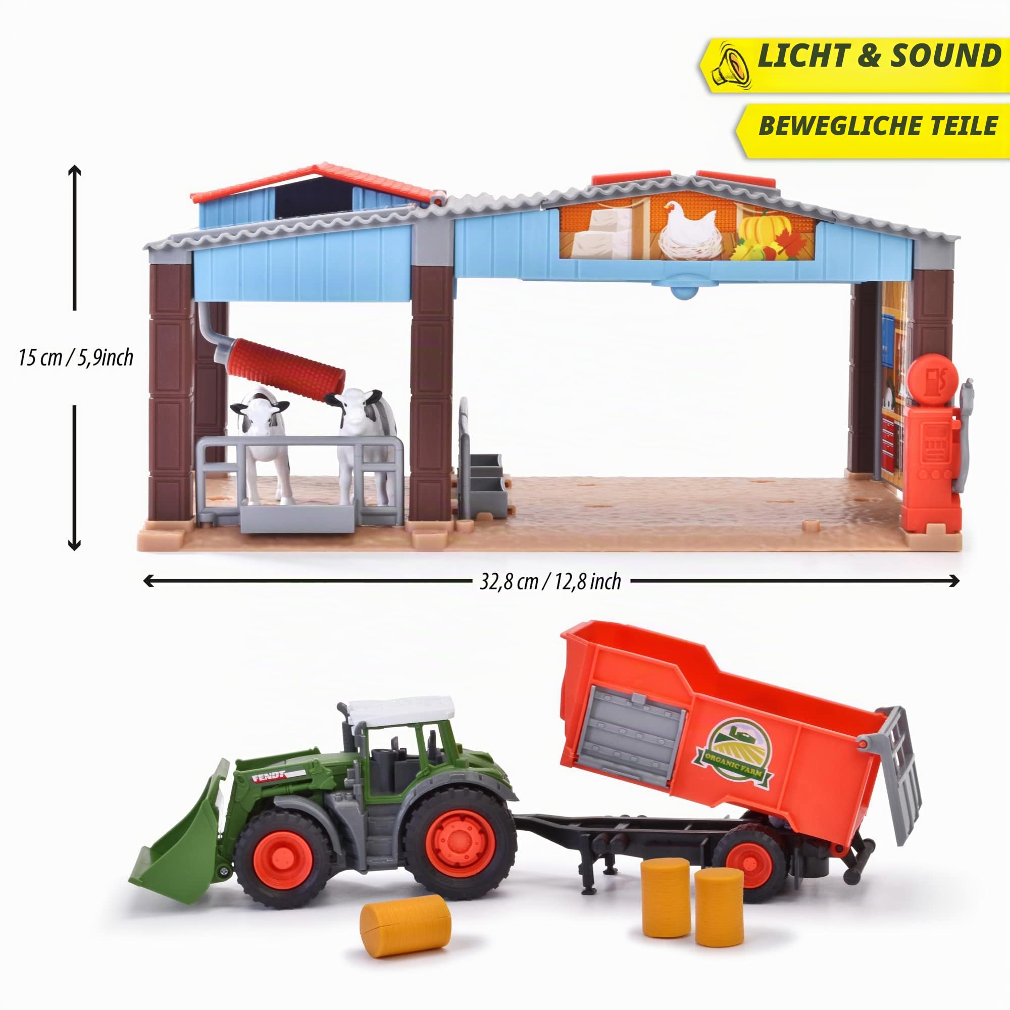 dickie-go-real-bauernhof-station-traktor-anh-nger-licht-sound image 3