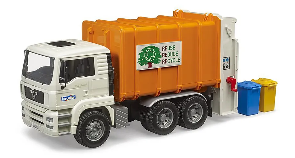 bruder-profi-series-02772-man-tga-m-ll-lkw-hecklader-mit-tonnen image 1