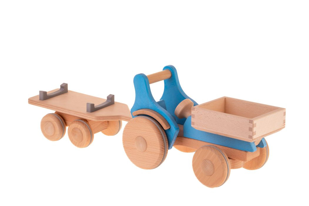 dynamiko-fridolin-holztraktor-holz-hellblau-mit-ladepritsche image 6