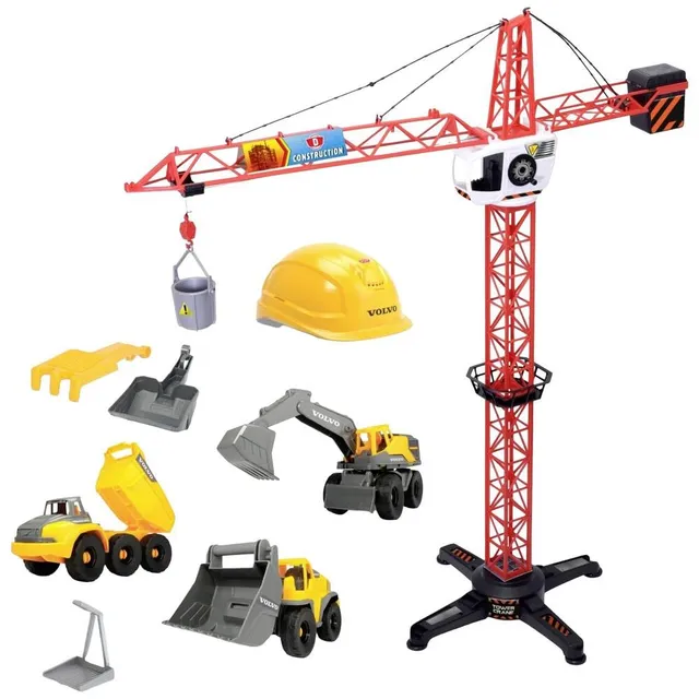 dickie-go-real-volvo-baustellen-set-9-teilig-mit-kran-100-cm image 1