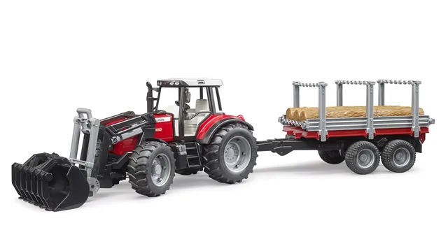 bruder-profi-02046-massey-ferguson-7480-traktor-mit-anh-nger image 1