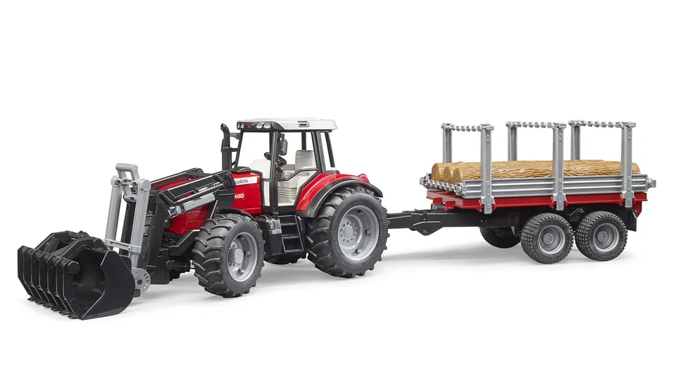 bruder-profi-02046-massey-ferguson-7480-traktor-mit-anh-nger image 1