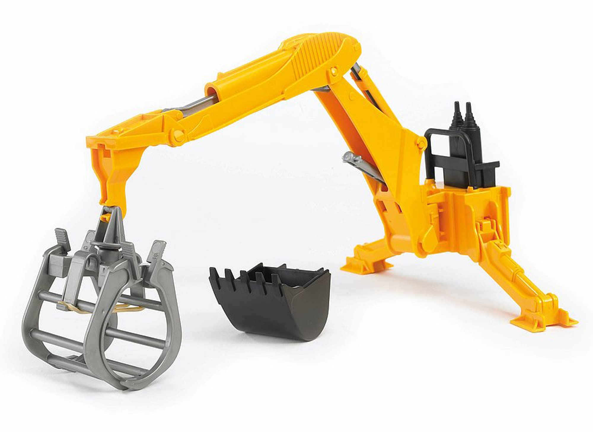bruder-profi-02338-heckbagger-anbauger-t-mit-greifer-und-schaufel image 1