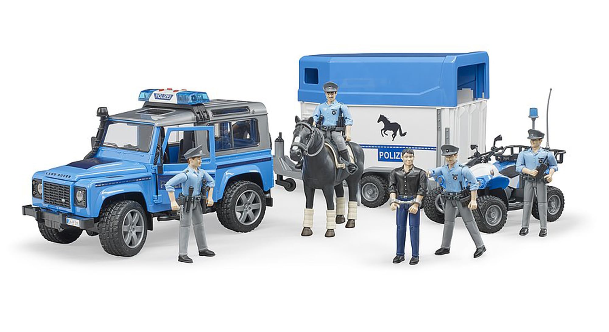 bruder-profi-land-rover-defender-polizei-mit-pferdeanh-nger image 3