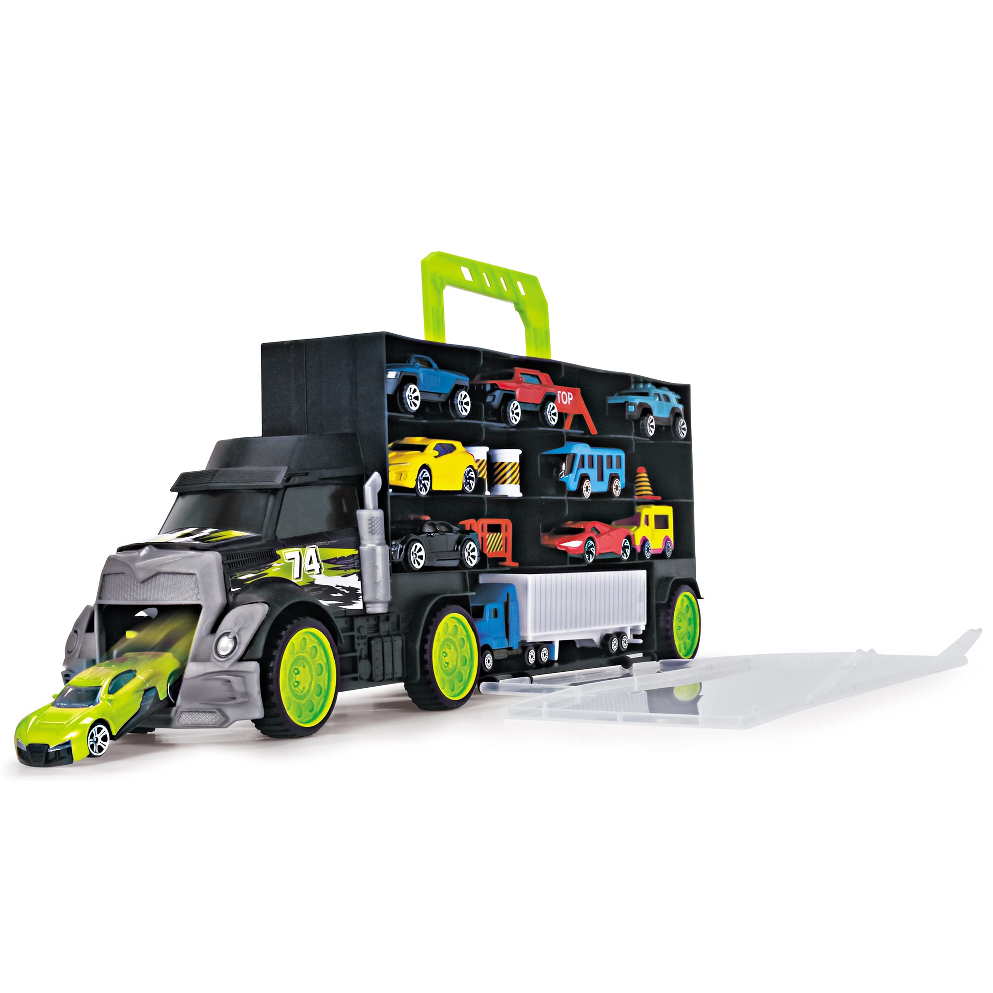 dickie-toys-go-real-carry-store-transporter-lkw-f-r-28-autos-inkl-4-autos image 6