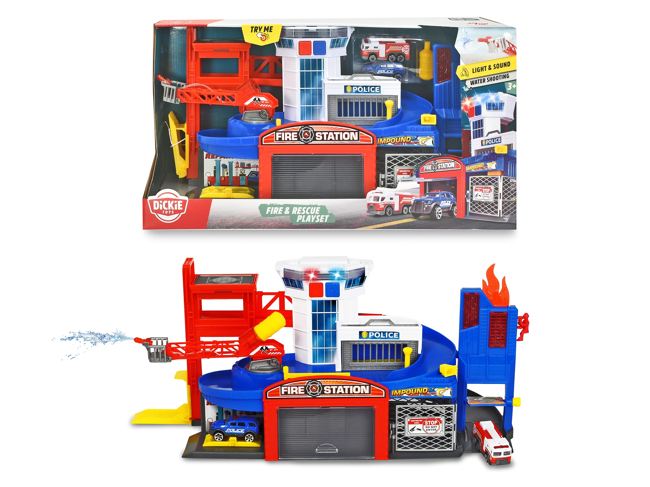dickie-toys-sos-parkgarage-feuerwehr-polizei-2-autos-sirene image 7