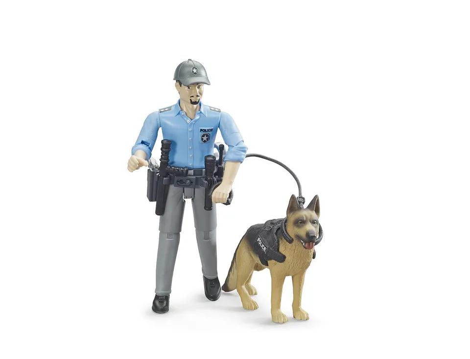 bruder-bworld-62150-polizist-figur-mit-hund-und-ausr-stung image 1