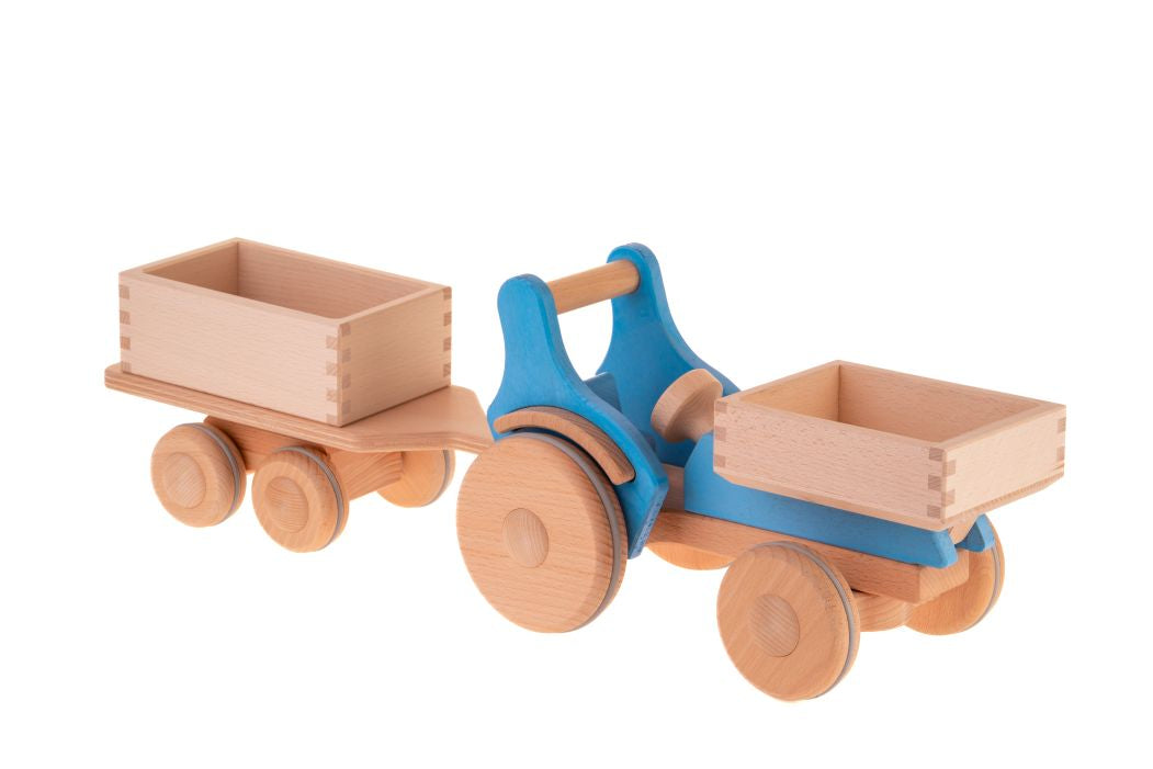 dynamiko-fridolin-holztraktor-holz-hellblau-mit-ladepritsche image 5