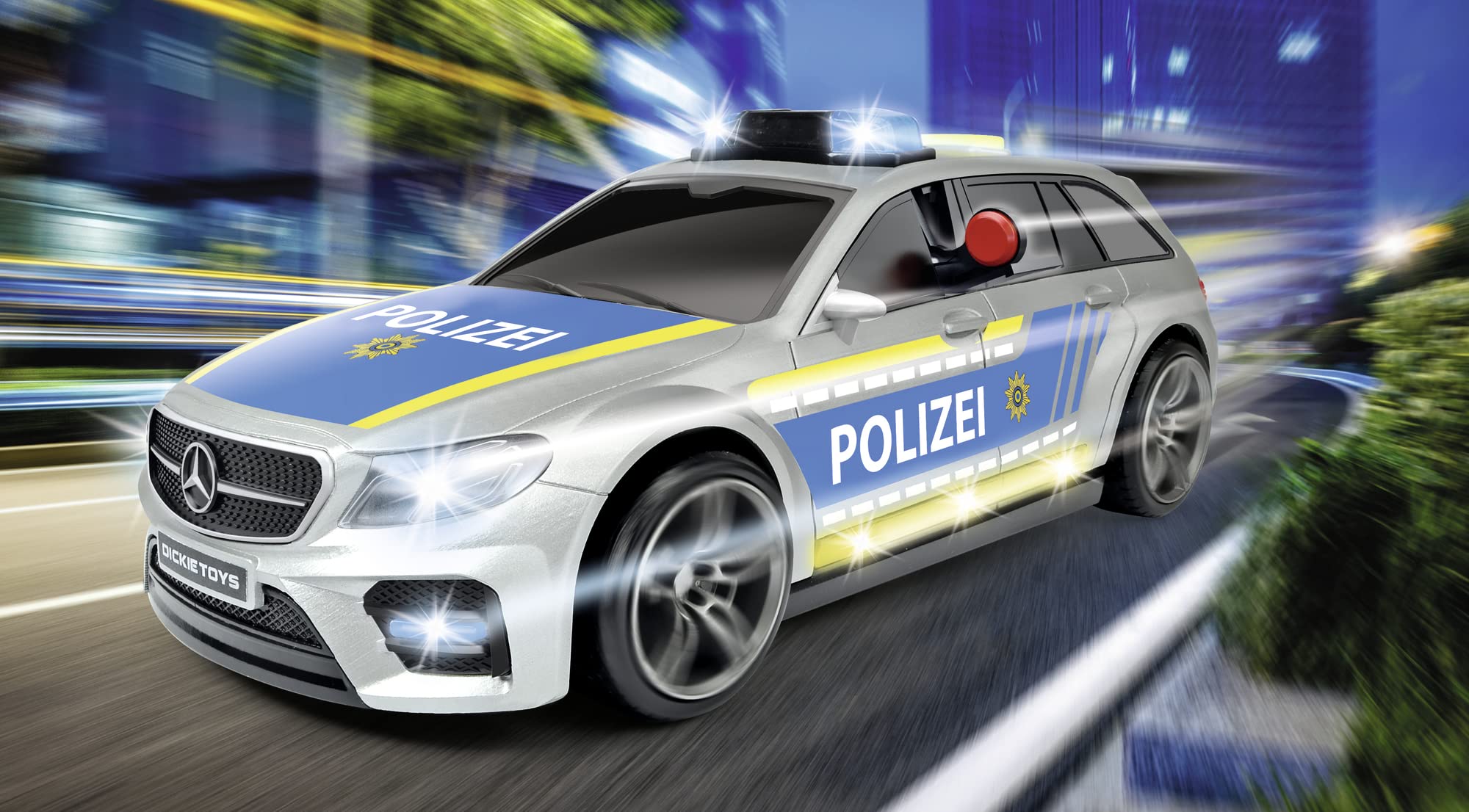 dickie-toys-sos-mercedes-amg-e43-polizeiauto-30cm-silber-blau-sound image 2