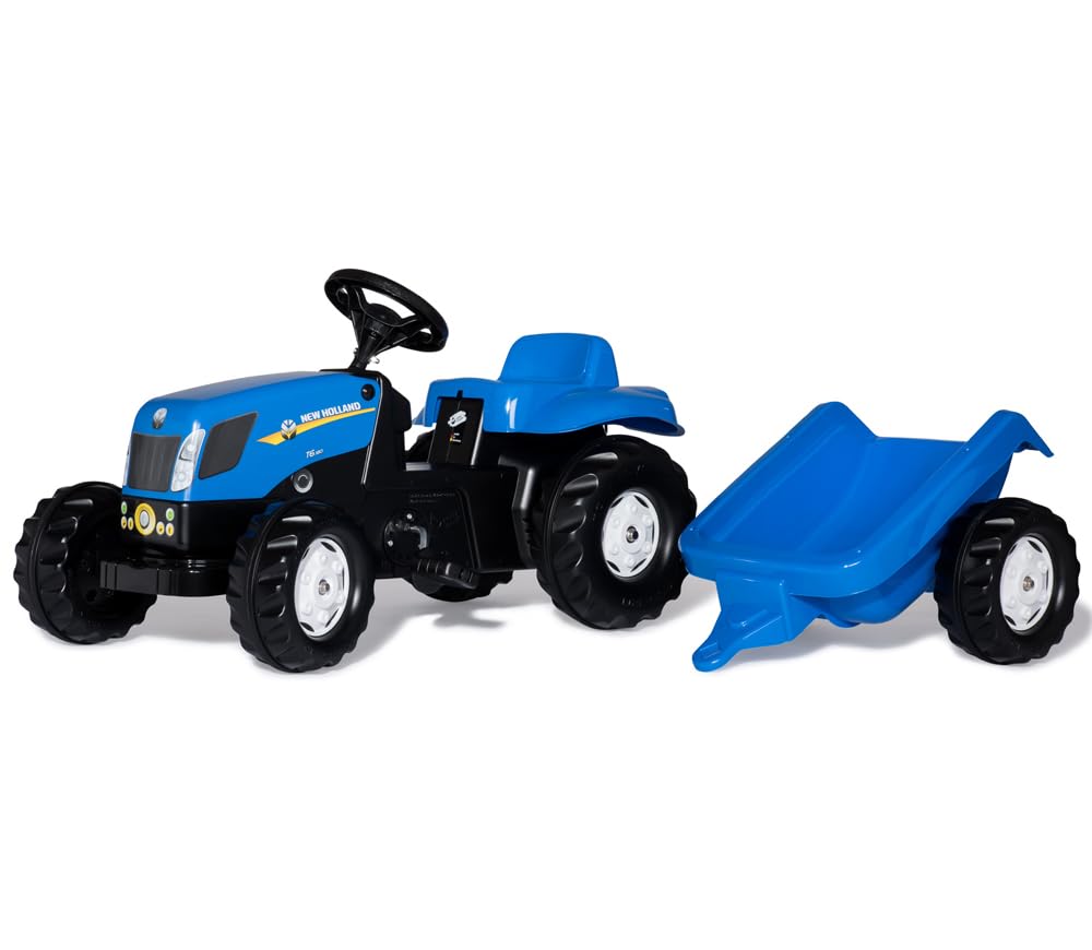 rolly-toys-rollykid-nh-t7040-trettraktor-mit-anh-nger-blau image 2