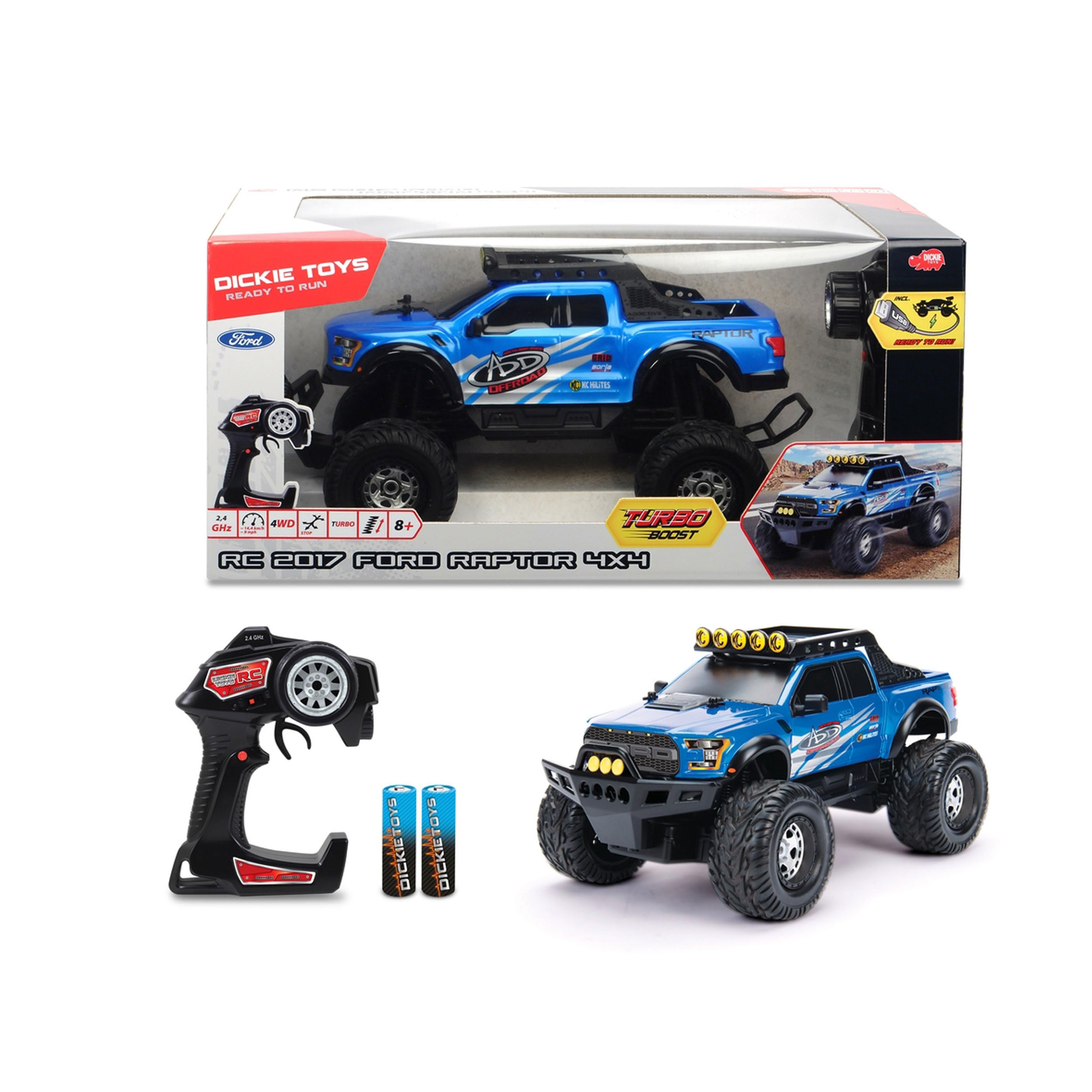dickie-go-crazy-ford-f-150-raptor-4x4-rc-auto-29-cm-mit-turbo image 3