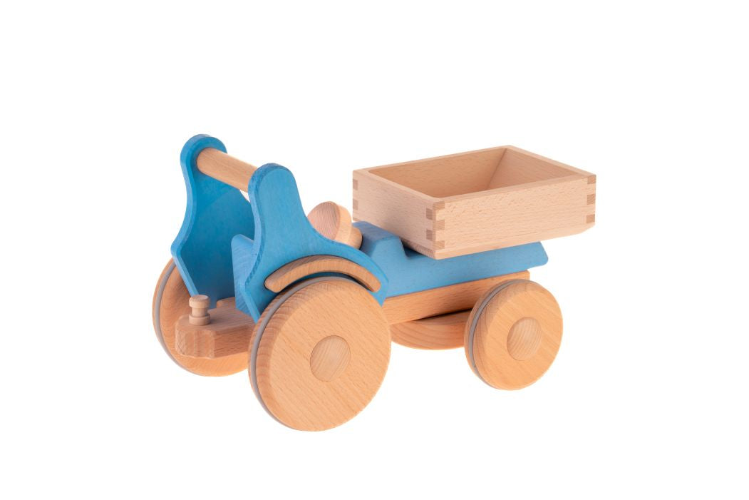dynamiko-fridolin-holztraktor-holz-hellblau-mit-ladepritsche image 4