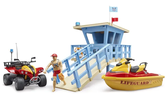 bruder-bworld-life-guard-station-62780-spielset-mit-quad-1-16 image 1
