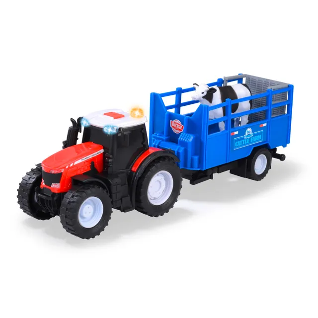 dickie-toys-go-real-massey-ferguson-traktor-mit-anh-nger-und-kuh-26-cm image 1